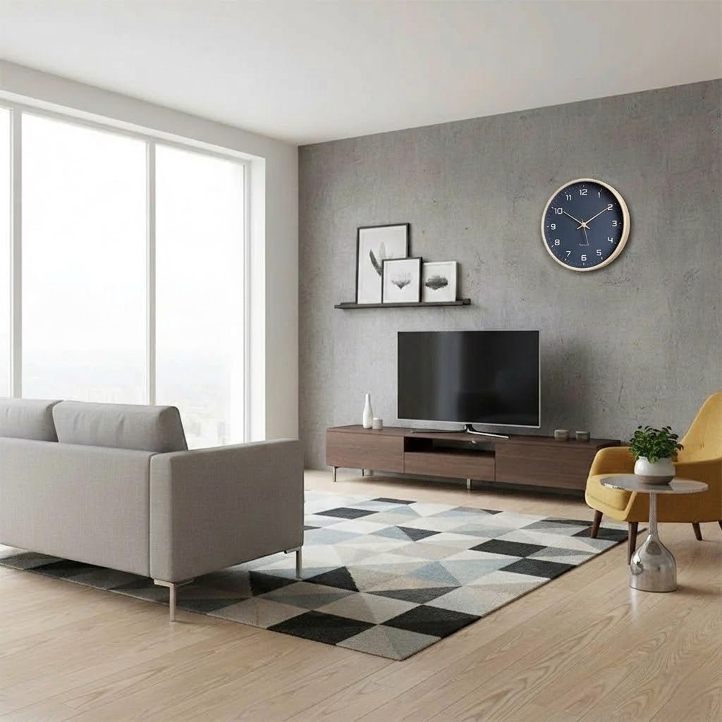 Azure Blue Minimalist Nordic Wood Wall Clock