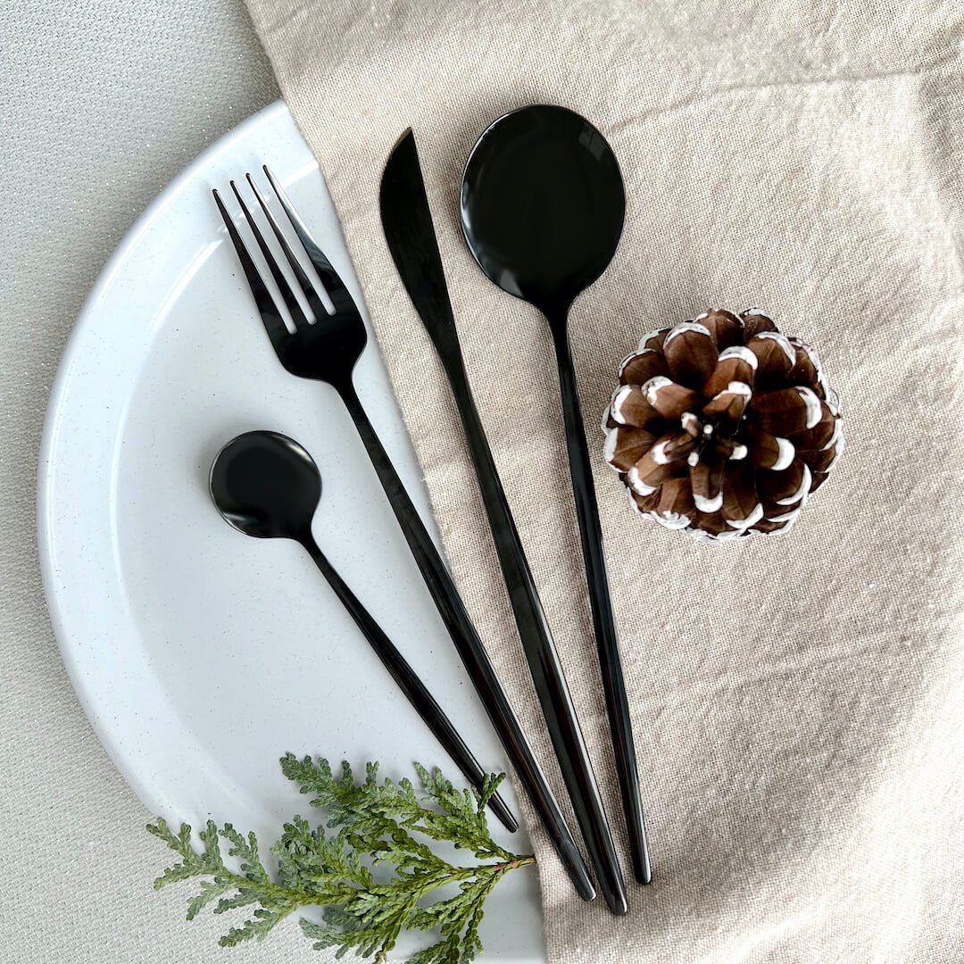 Black Modern Flatware 24pc Set