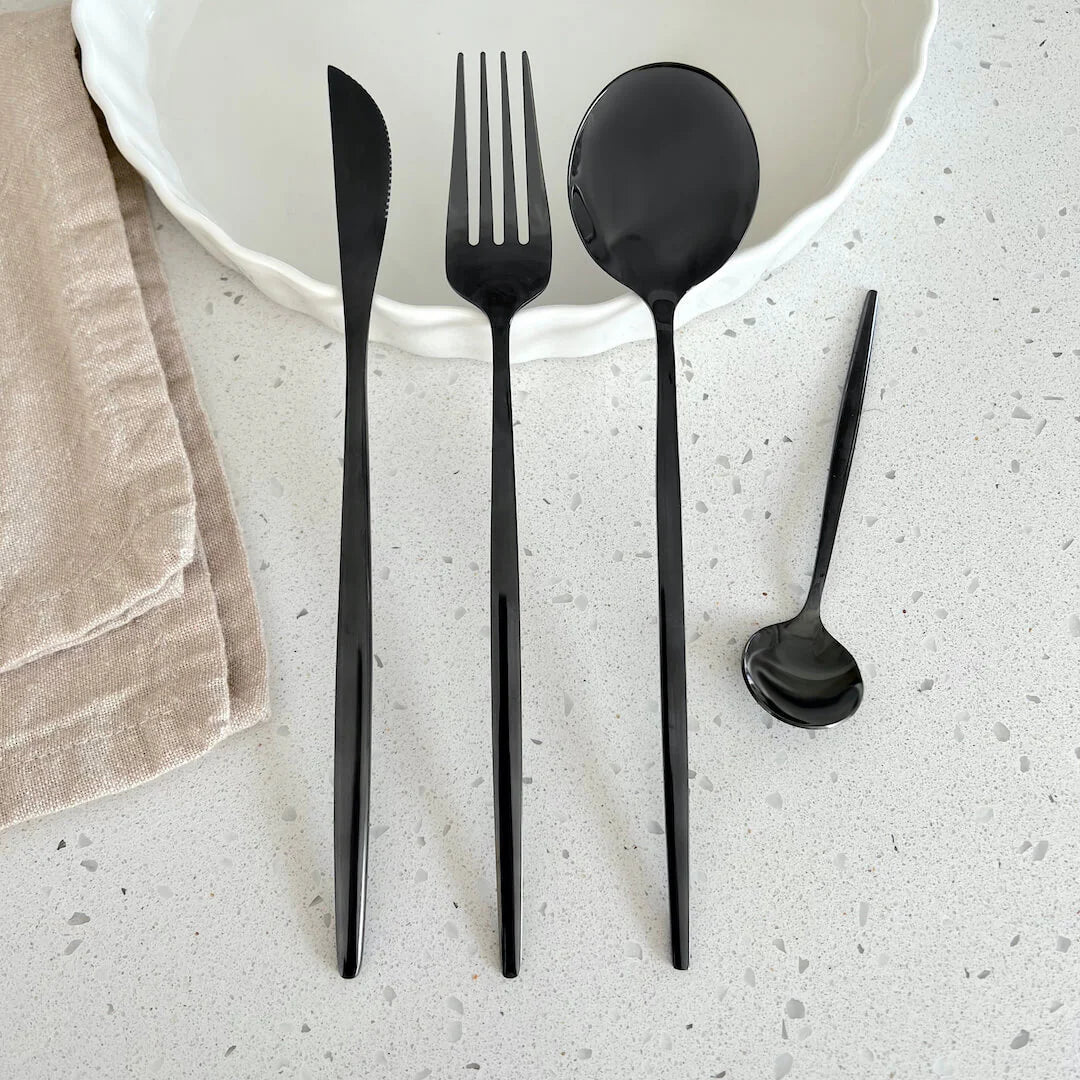 Black Modern Flatware 24pc Set