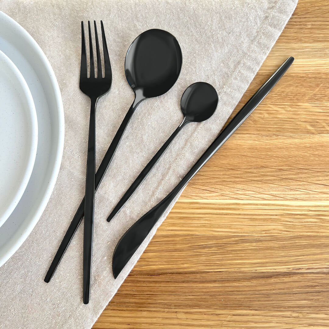 Black Modern Flatware 24pc Set