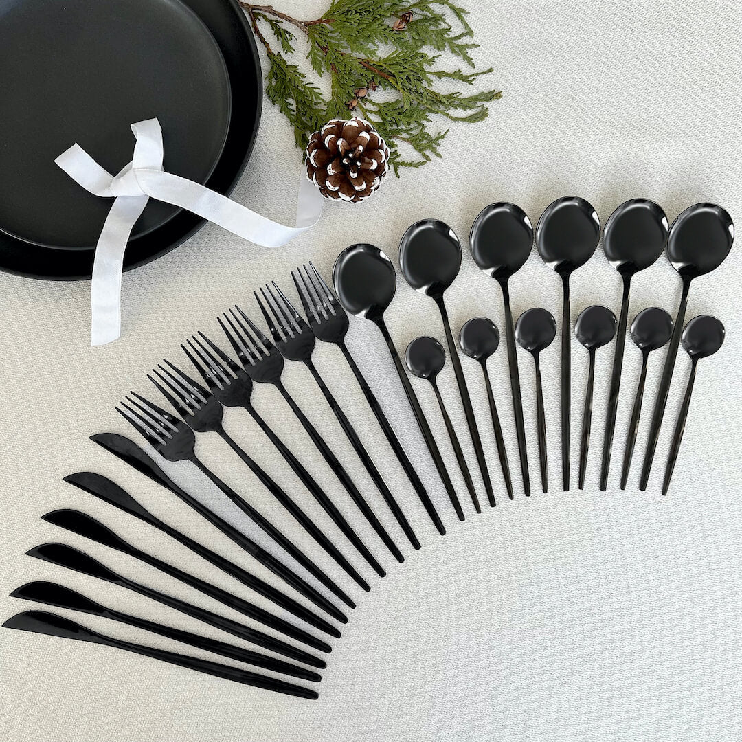 Black Modern Flatware 24pc Set