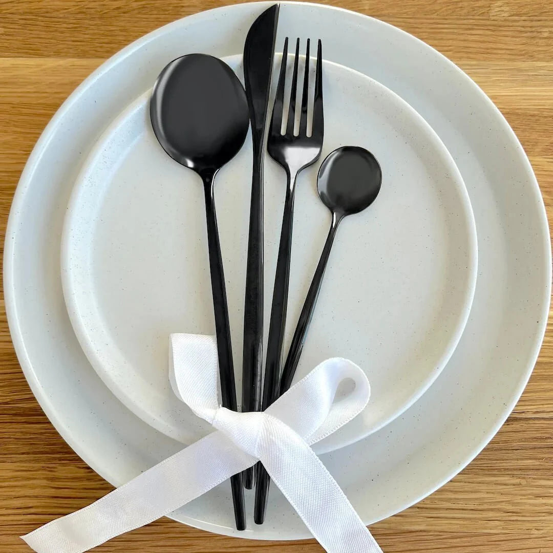 Black Modern Flatware 24pc Set