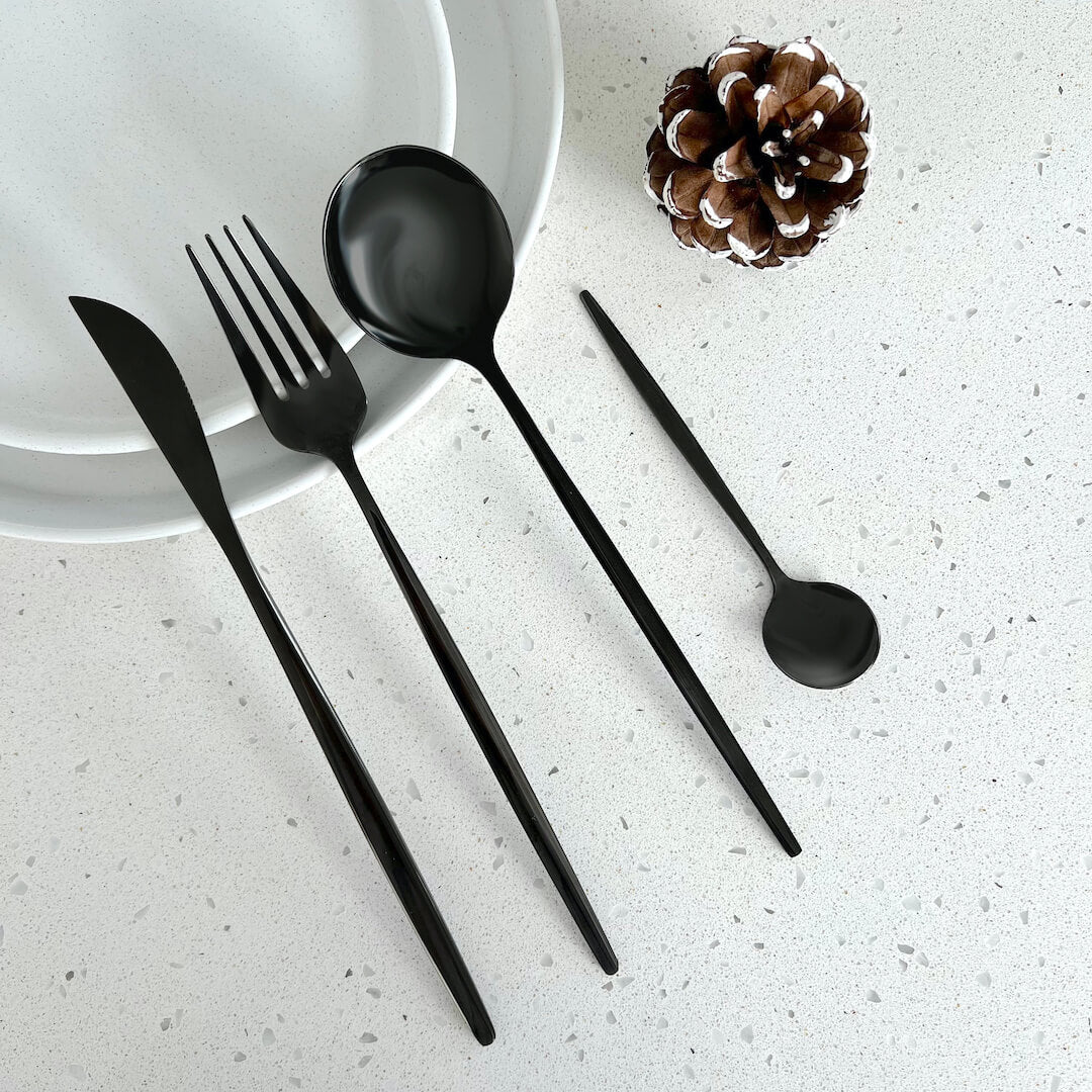 Black Modern Flatware 24pc Set
