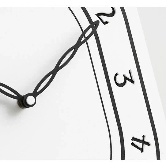 Black & White Silent Oval Wall Clock – Laser Engraved Roman Design