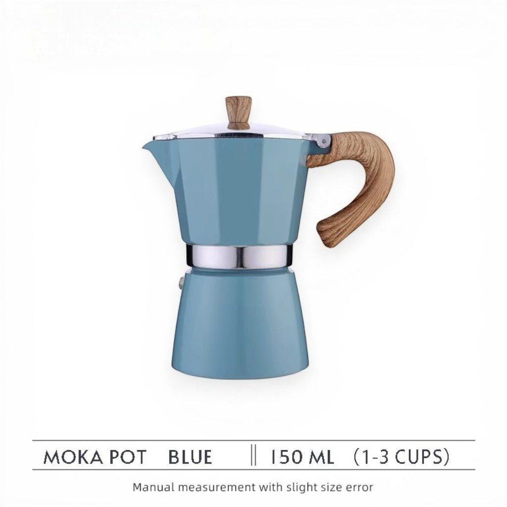 Blue Aluminium Moka Pot Stovetop Espresso Maker Classic Italian Design