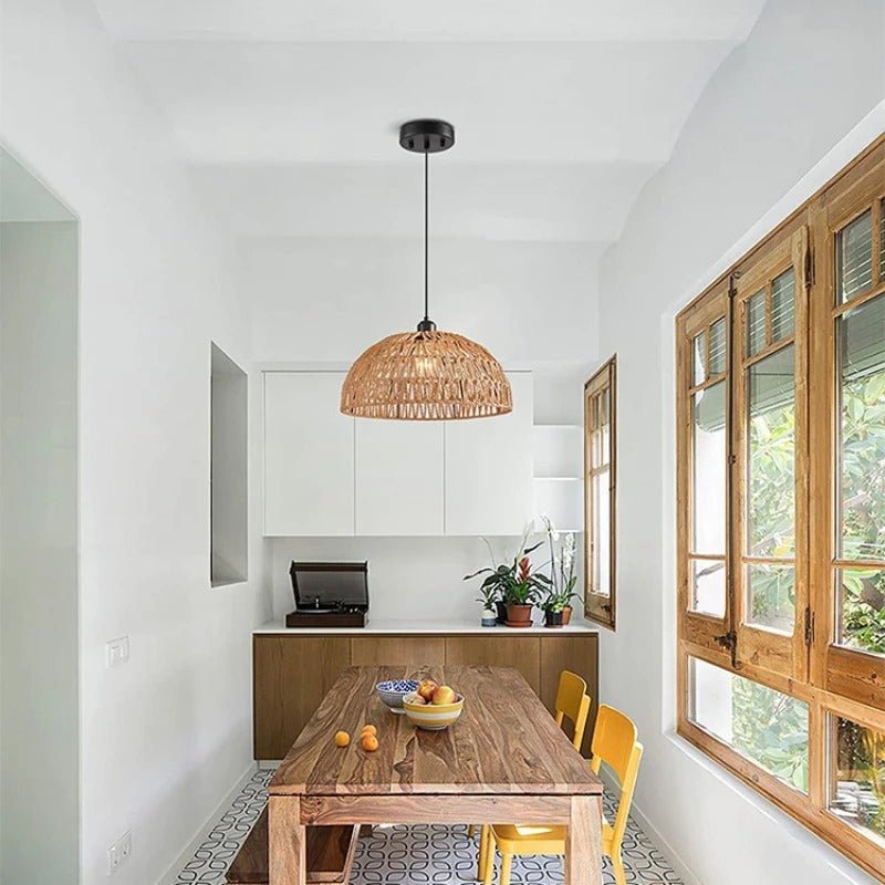 Boho Hand Knitted Japanese Rope Pendant Light