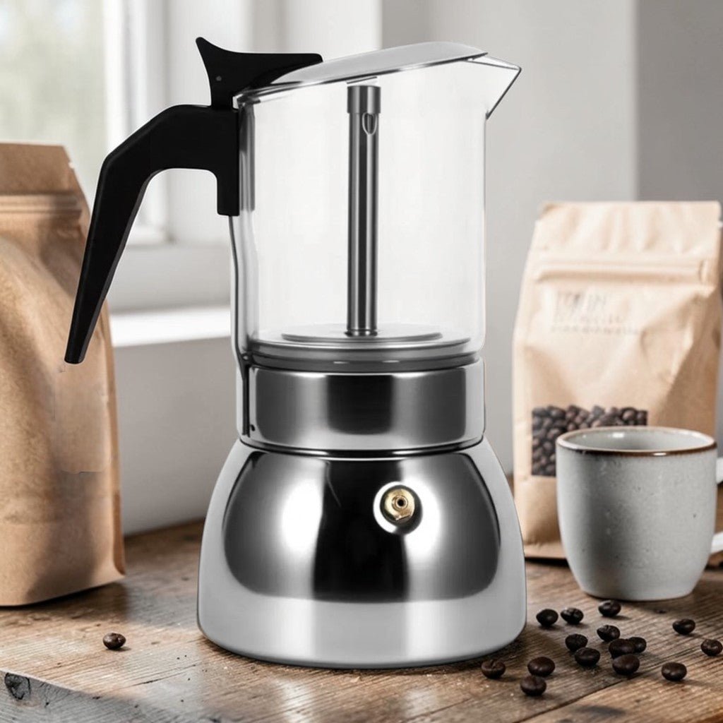 Borosilicate Glass Moka Pot Stovetop Espresso Maker
