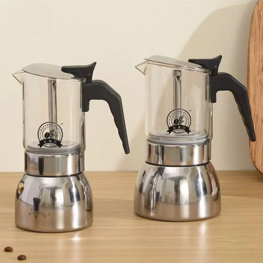 Borosilicate Glass Moka Pot Stovetop Espresso Maker