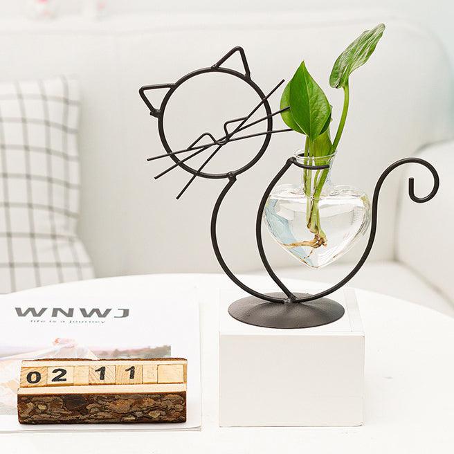 Cat-Shaped Iron Planter Vase