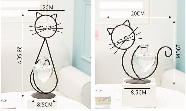 Cat-Shaped Iron Planter Vase