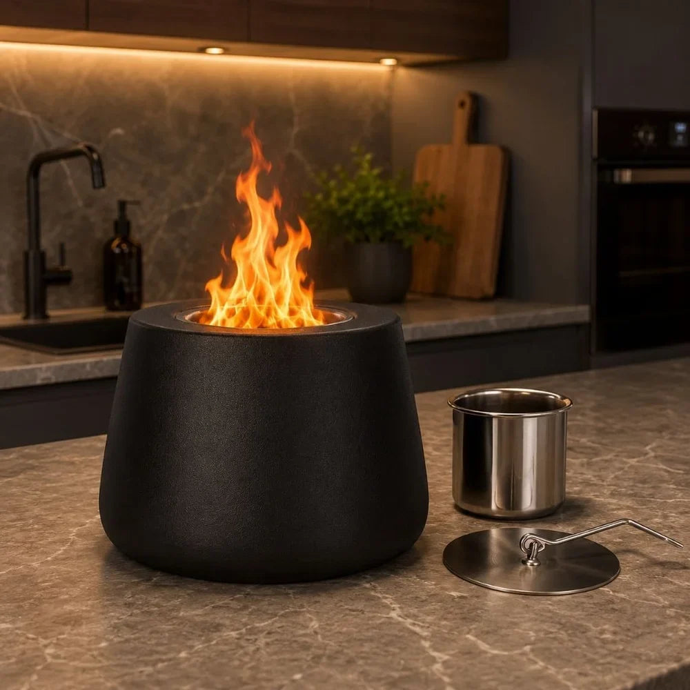 Fire Pit Tabletop Smokeless Cylinder Flame