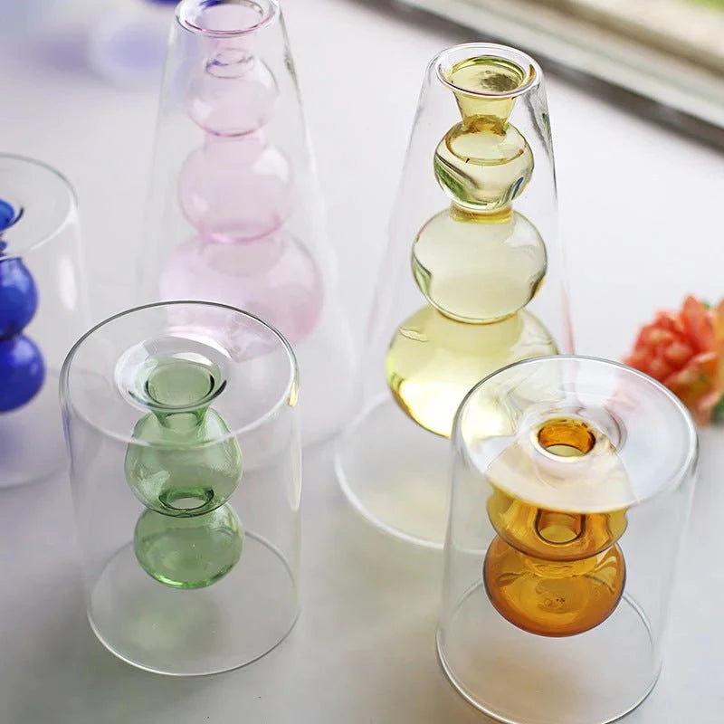 Color Inlay Double Glass Vase