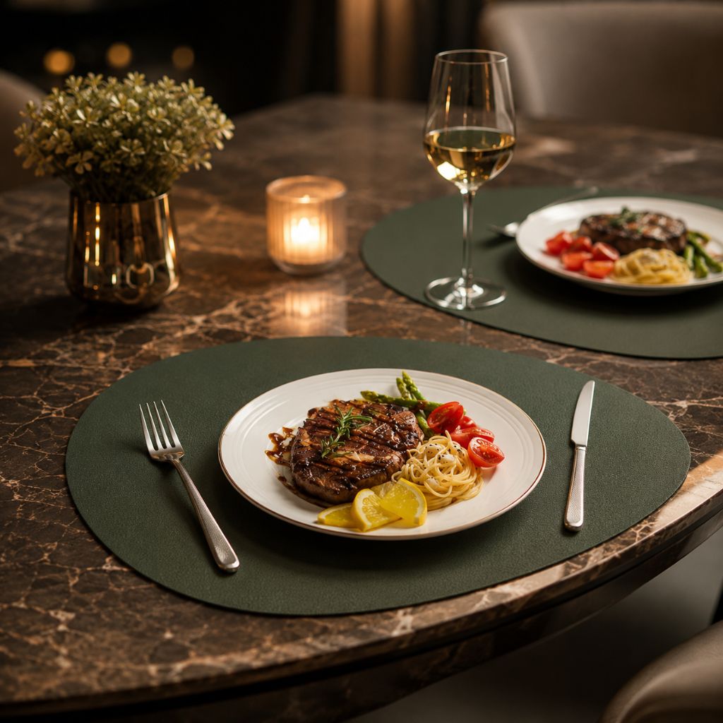 Ecological Leather Dual-Sided Placemats Set - Waterproof and Oil-Proof