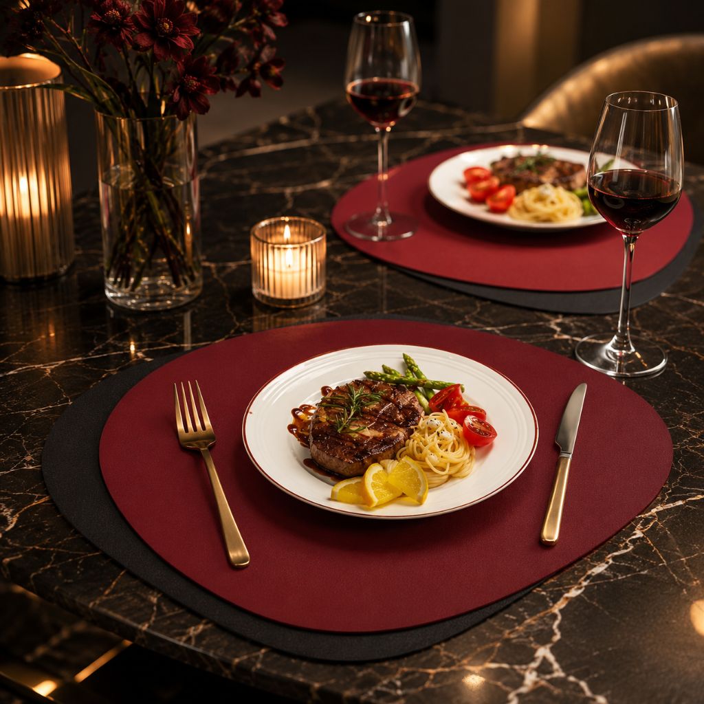 Ecological Leather Dual-Sided Placemats Set - Waterproof and Oil-Proof