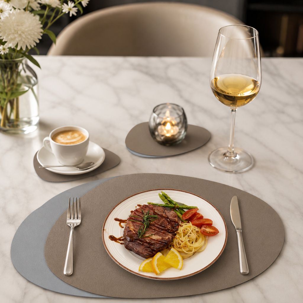 Ecological Leather Dual-Sided Placemats Set - Waterproof and Oil-Proof
