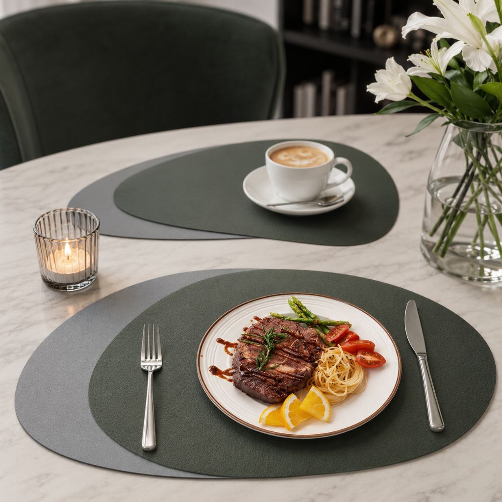 Ecological Leather Dual-Sided Placemats Set - Waterproof and Oil-Proof