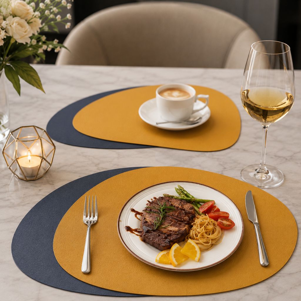 Ecological Leather Dual-Sided Placemats Set - Waterproof and Oil-Proof