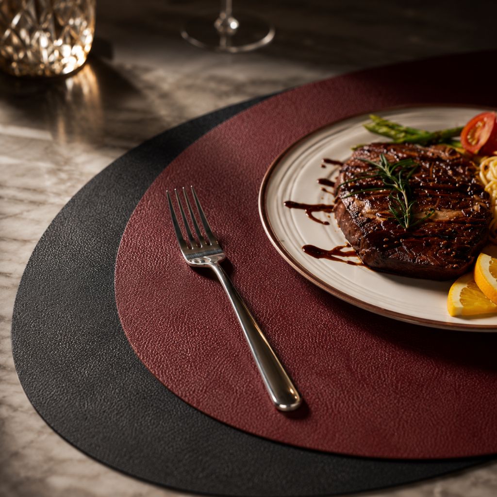 Ecological Leather Dual-Sided Placemats Set - Waterproof and Oil-Proof