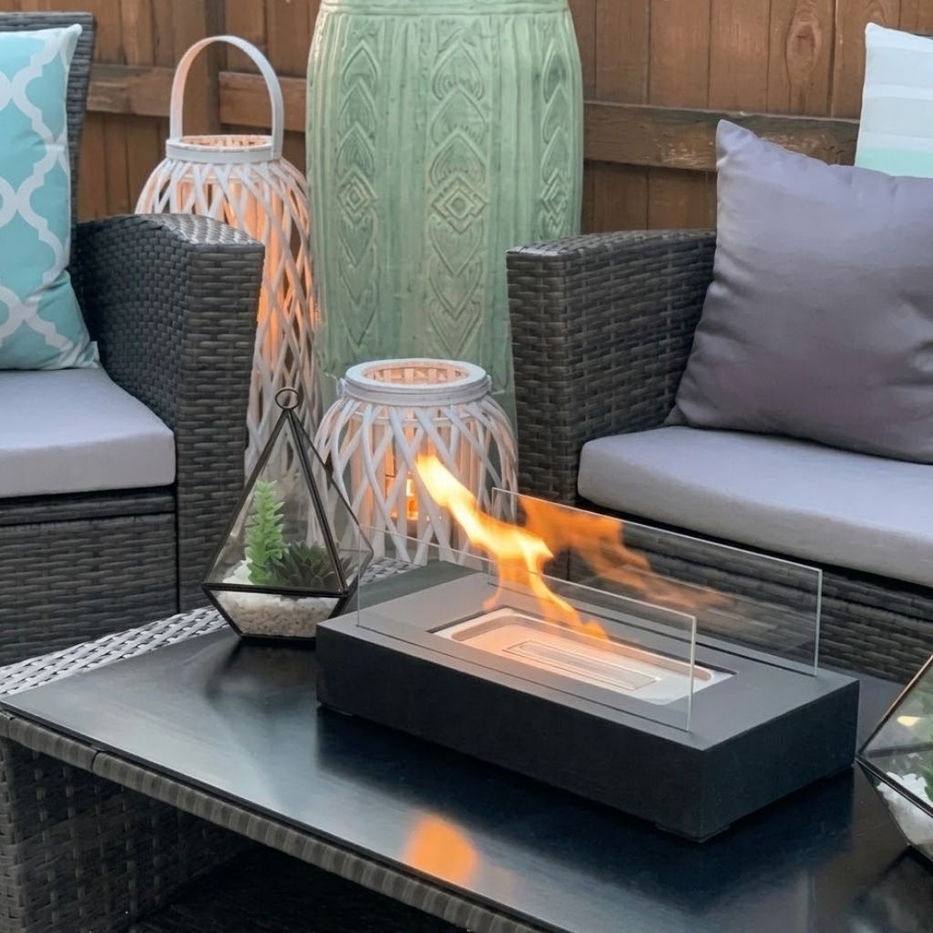 Fire Pit Tabletop Minimalist Portable Rectangle Flame
