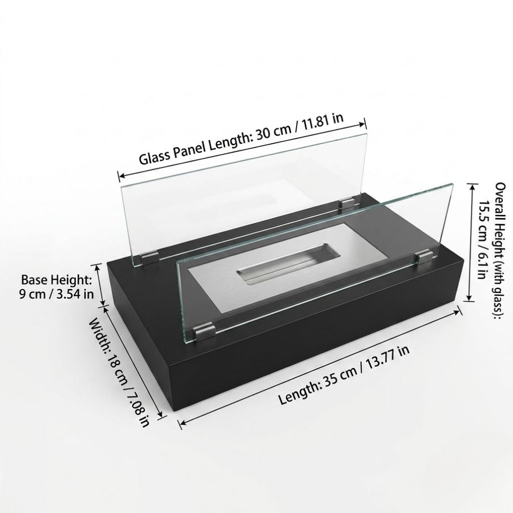 Fire Pit Tabletop Minimalist Portable Rectangle Flame