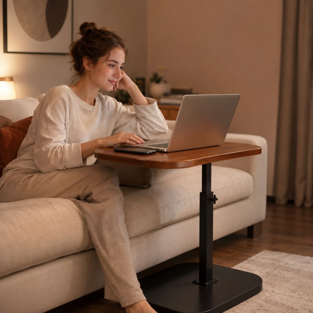 Foldable Laptop Desk Adjustable Tilt Bedside Table Small Space