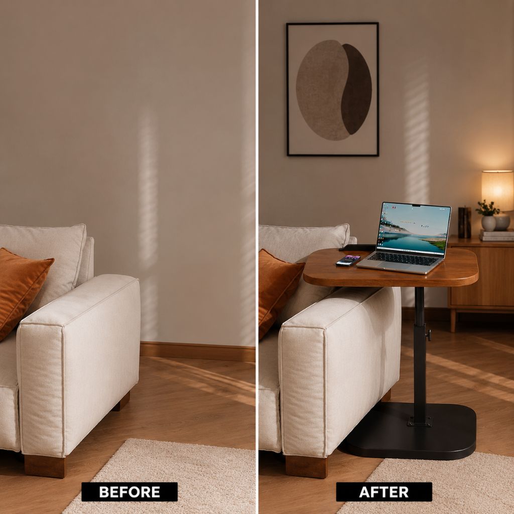 Foldable Laptop Desk Adjustable Tilt Bedside Table Small Space