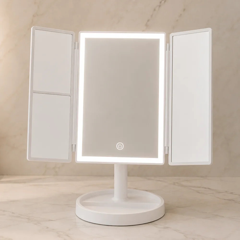 Foldable Makeup Magnifying Mirror with LED Light 3 Tone Dimmable