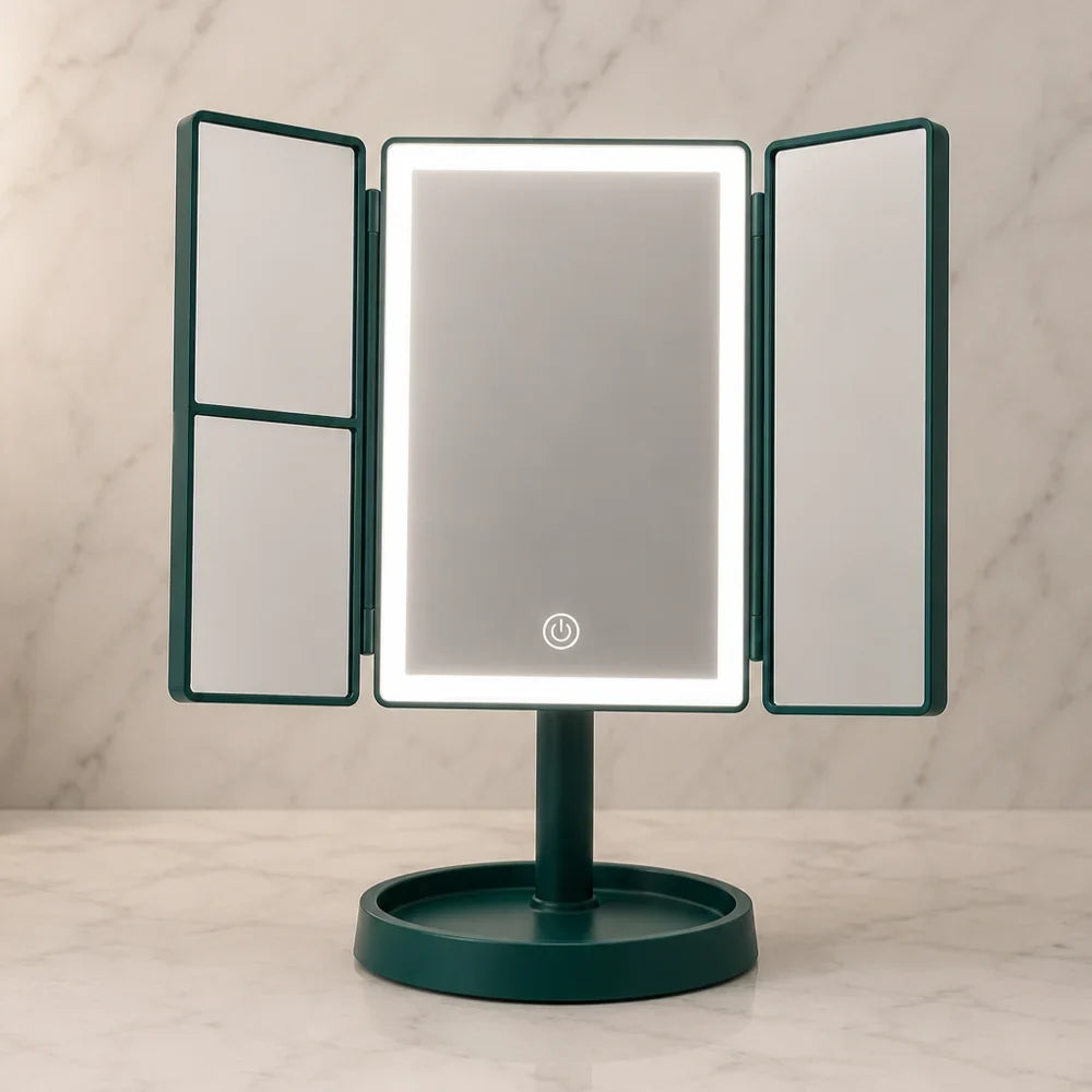 Foldable Makeup Magnifying Mirror with LED Light 3 Tone Dimmable