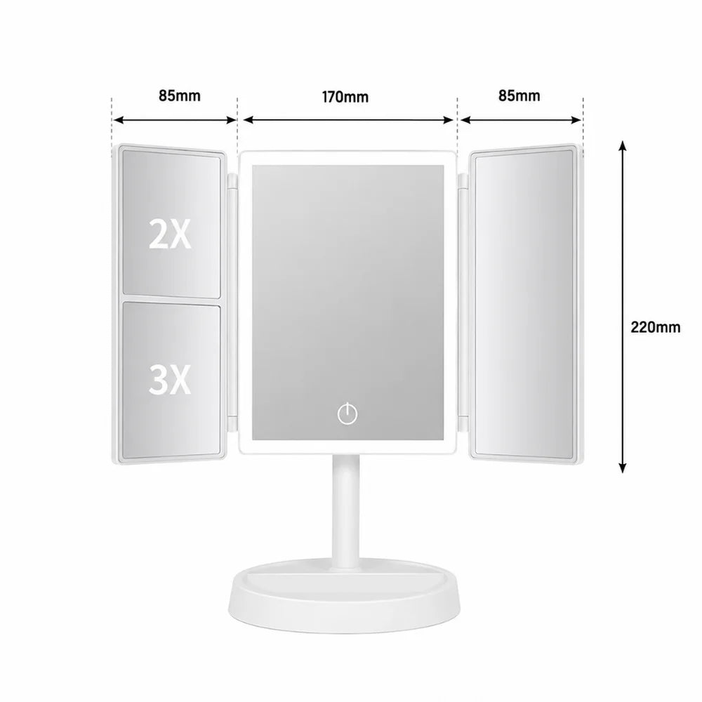 Foldable Makeup Magnifying Mirror with LED Light 3 Tone Dimmable