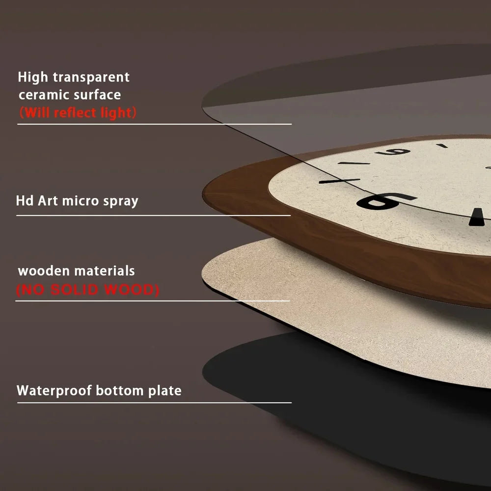French Vintage Wooden Style Wall Clock - Large Minimalist