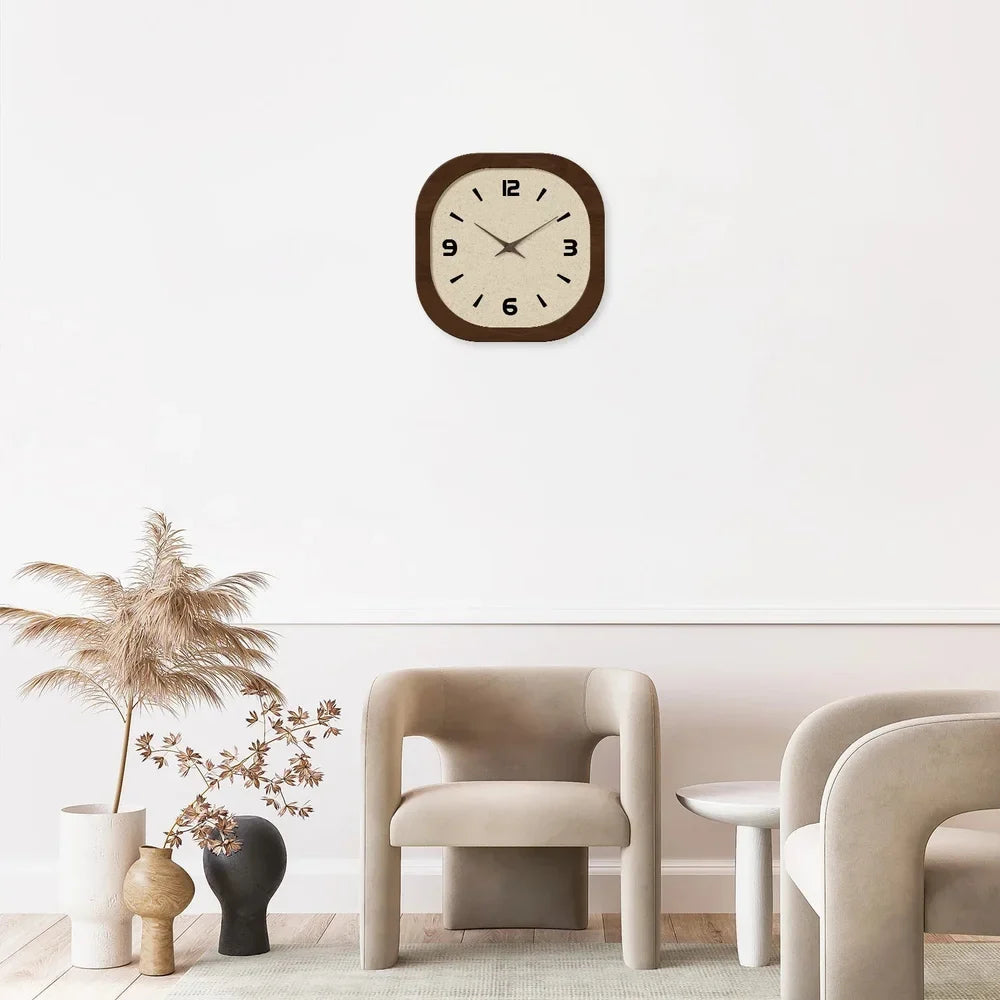 French Vintage Wooden Style Wall Clock - Large Minimalist