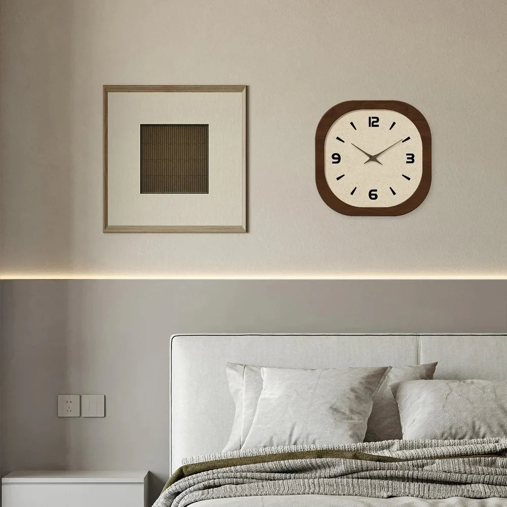 French Vintage Wooden Style Wall Clock - Large Minimalist