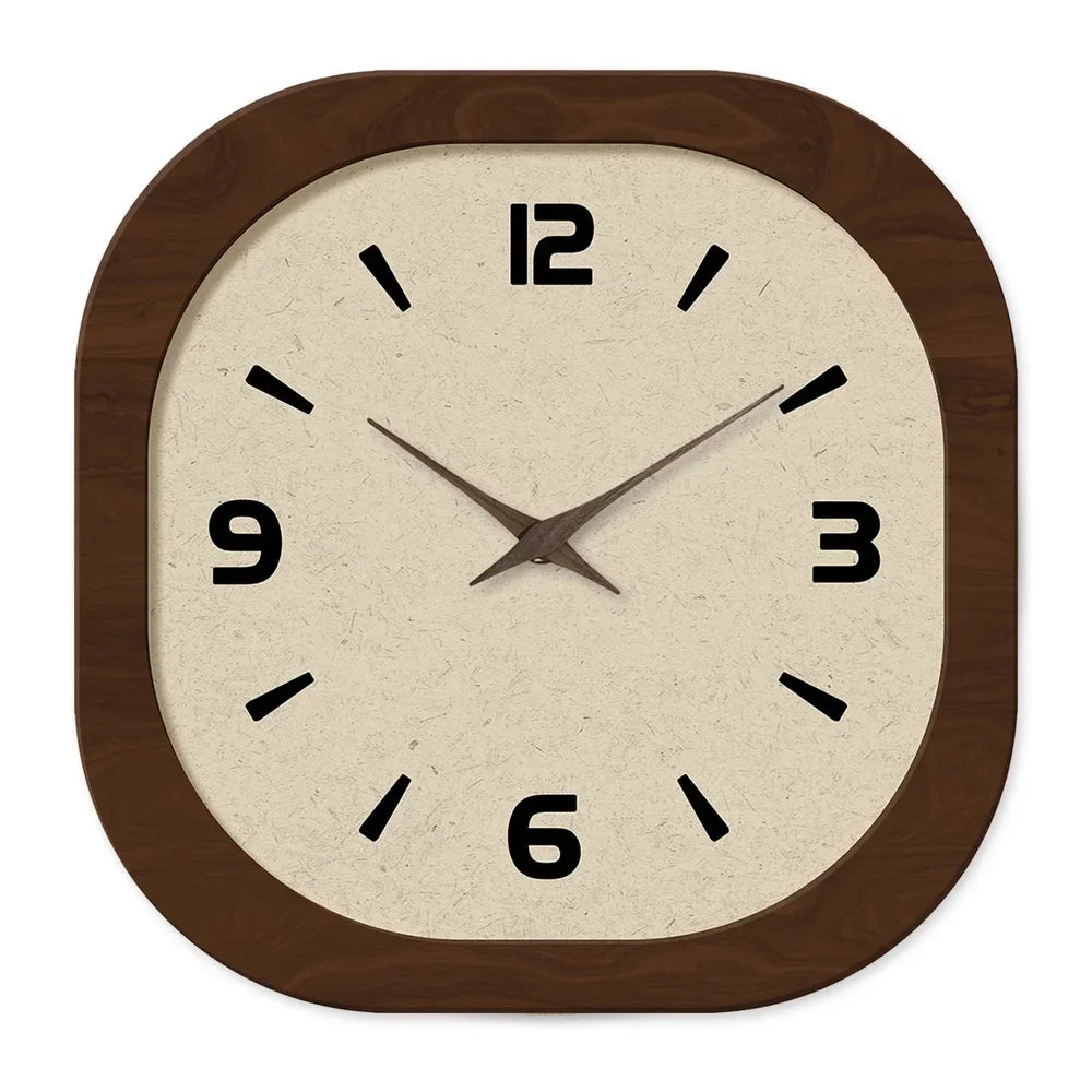 French Vintage Wooden Style Wall Clock - Large Minimalist