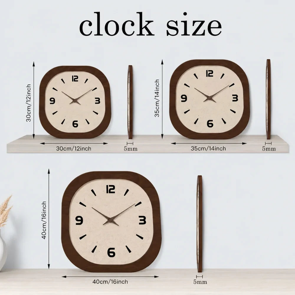 French Vintage Wooden Style Wall Clock - Large Minimalist