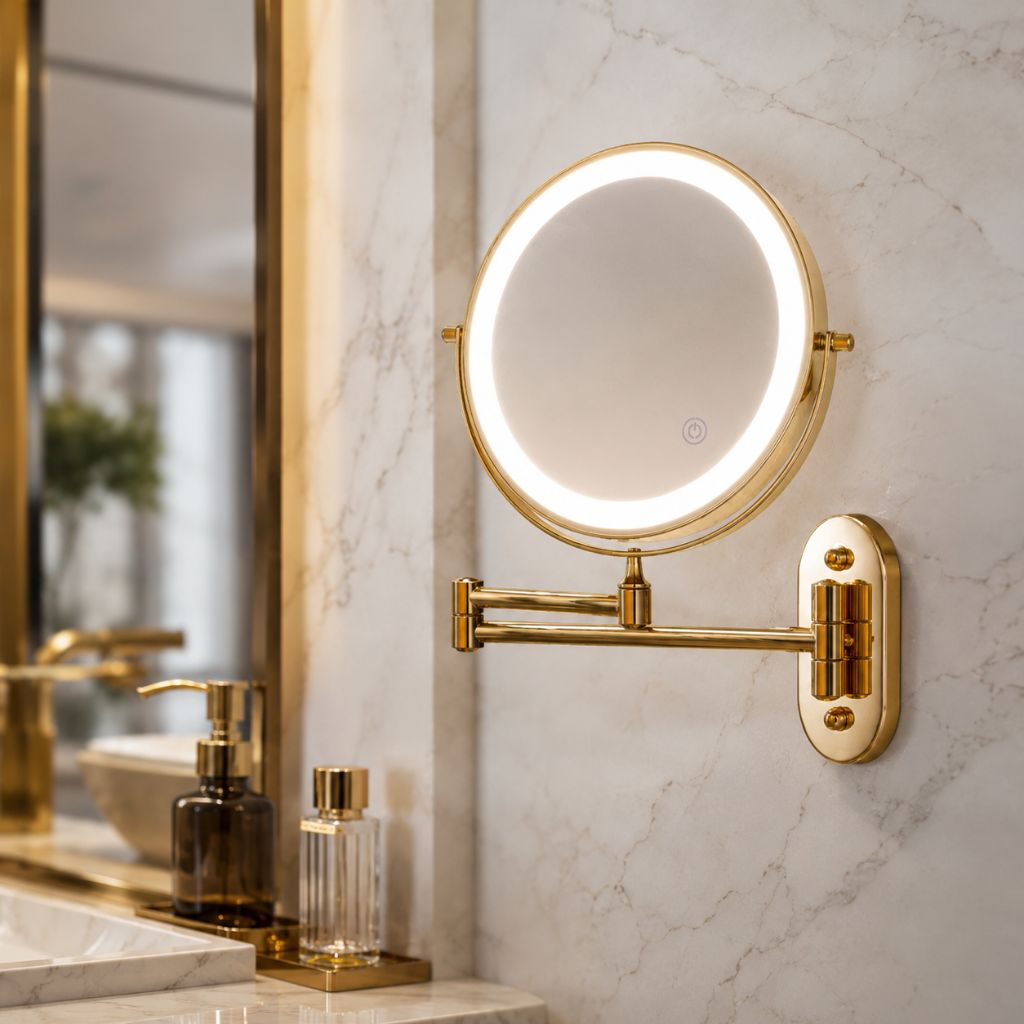 Gold LED Magnifying Mirror – Rechargeable Perfect for Makeup & Bathroom