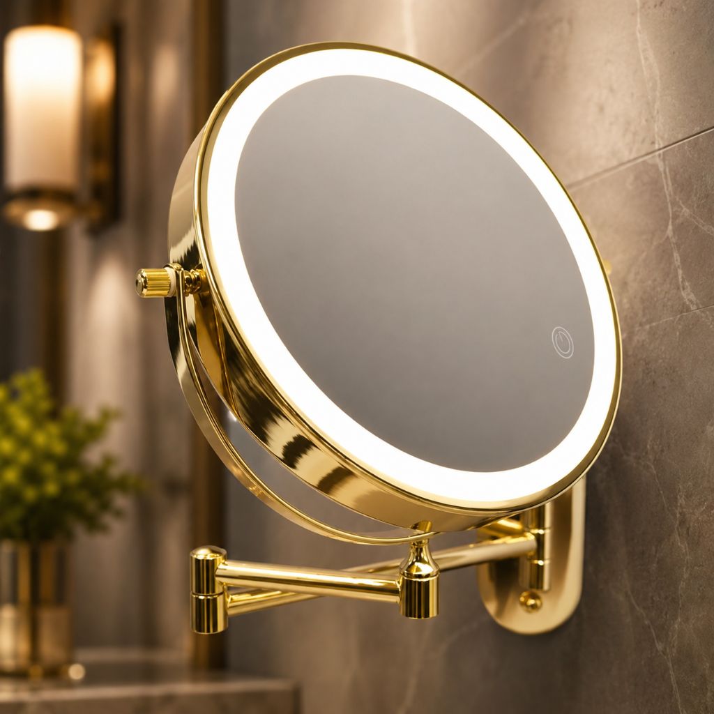 Gold LED Magnifying Mirror – Rechargeable Perfect for Makeup & Bathroom