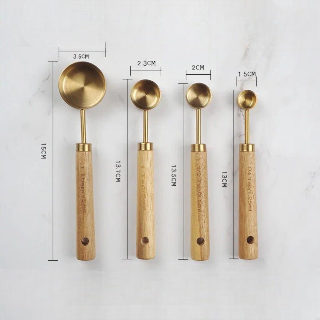 Golden & Wood Measuring Cups and Spoons Set