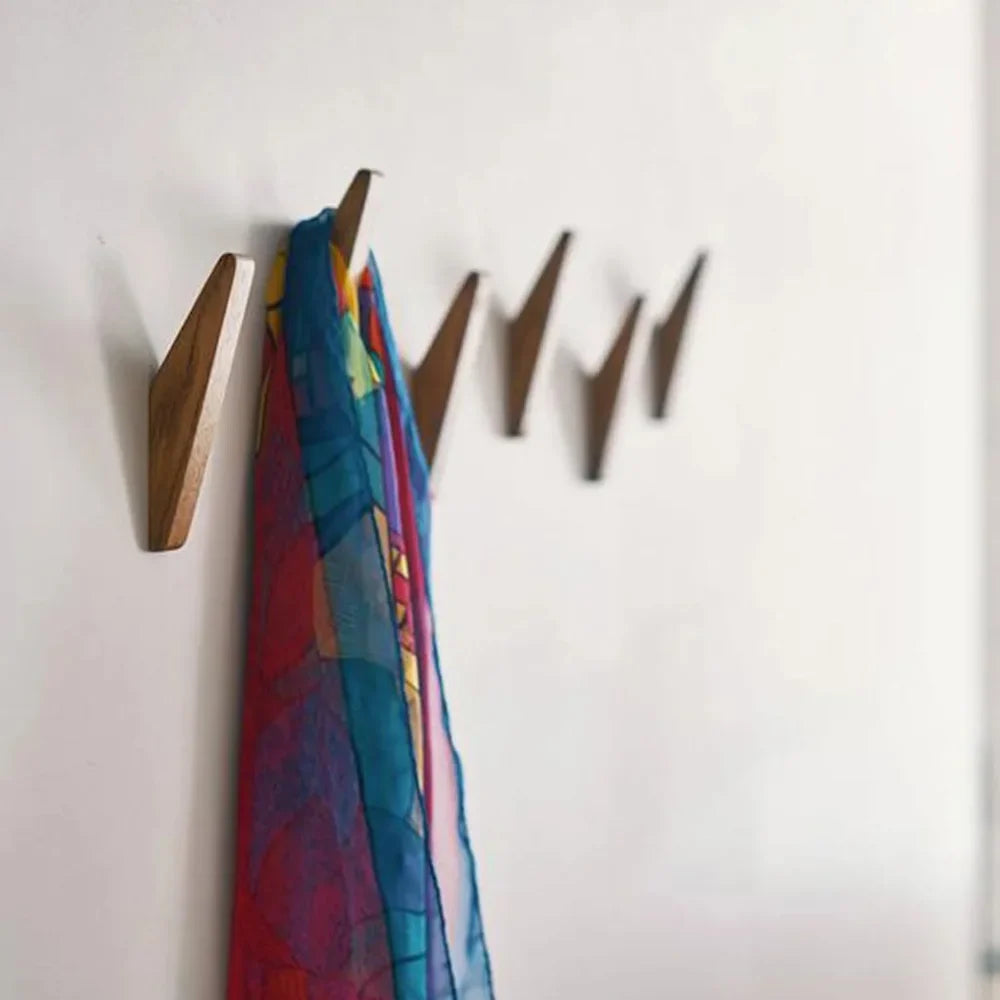 Handmade Wooden Wall Hooks - Set of 4 Boho Natural Wood