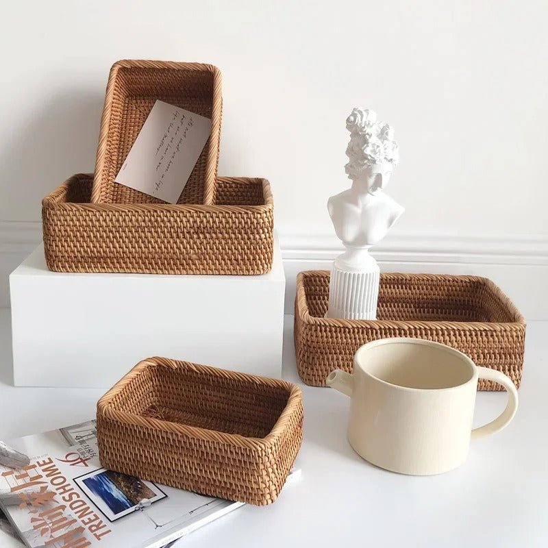 Handwoven Rattan Multipurpose Rectangular Storage