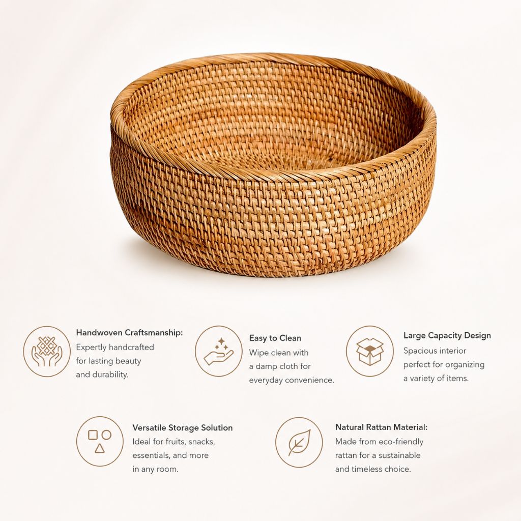 Handwoven Wicker Storage Basket for Home Use