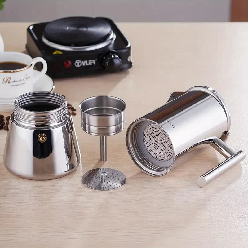 Italian Moka Pot - Stainless Steel Design