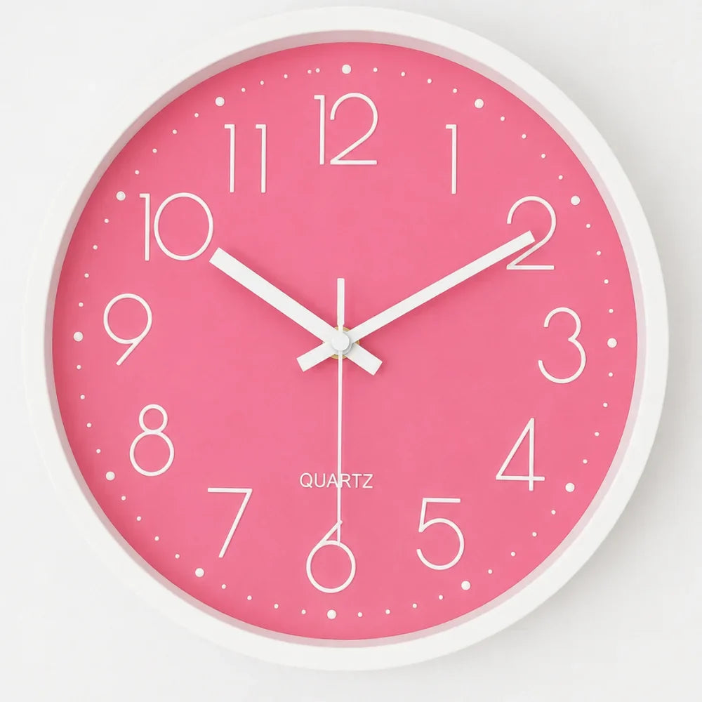 Large Pink Wall Clock Quartz Minimalist Nordic Style