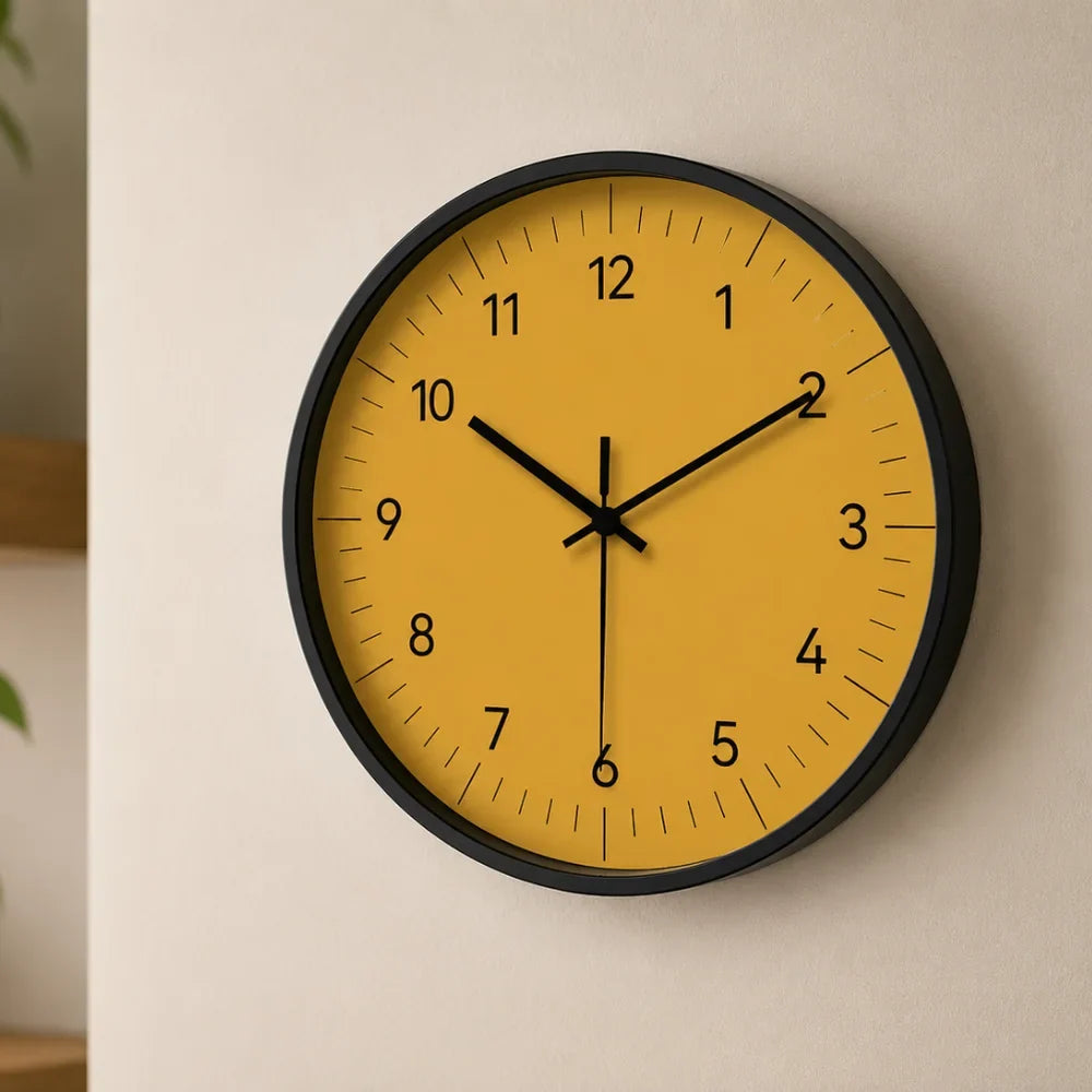 Large Yellow Wall Clock Nordic Minimalist Style