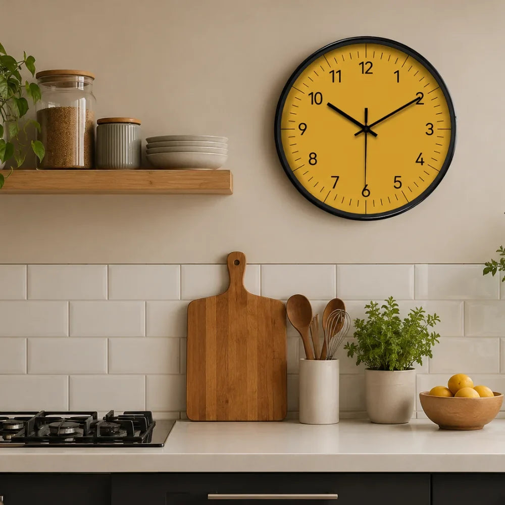 Large Yellow Wall Clock Nordic Minimalist Style