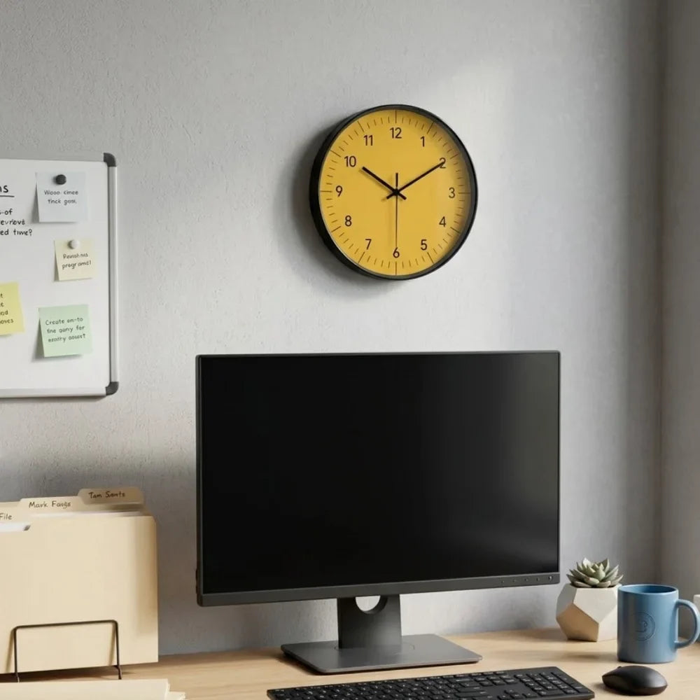 Large Yellow Wall Clock Nordic Minimalist Style