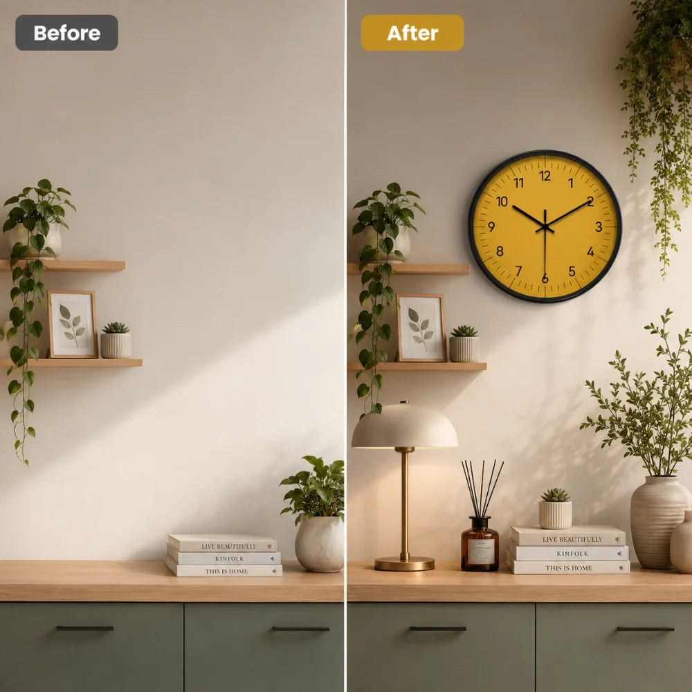 Large Yellow Wall Clock Nordic Minimalist Style