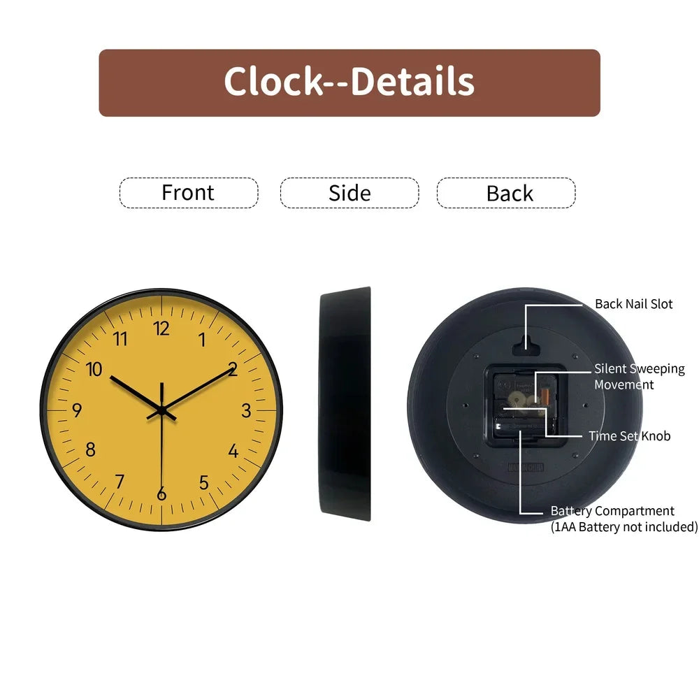 Large Yellow Wall Clock Nordic Minimalist Style