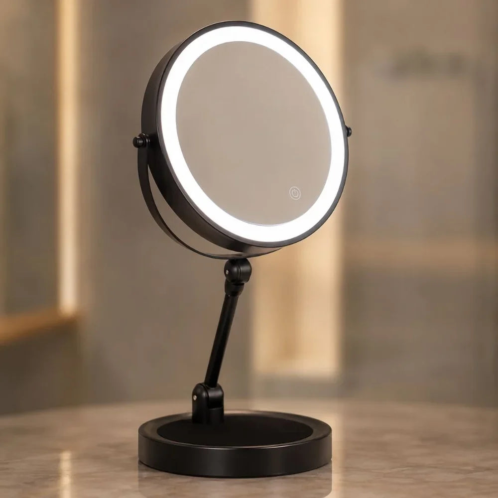 Lighted Tabletop Makeup Mirror 10x Magnifying - Touch Screen Light Control