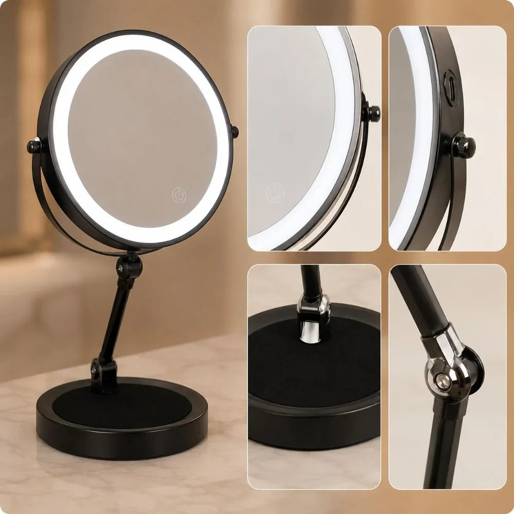 Lighted Tabletop Makeup Mirror 10x Magnifying - Touch Screen Light Control