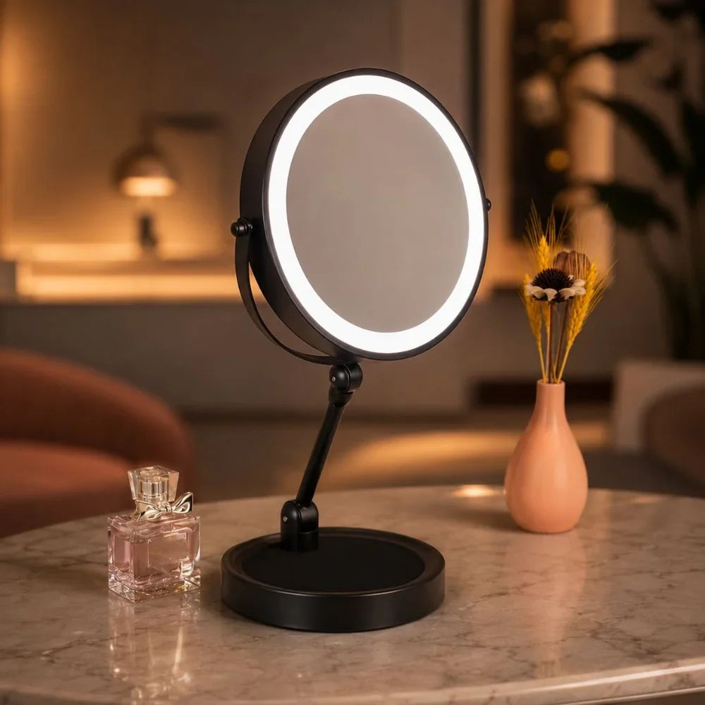 Lighted Tabletop Makeup Mirror 10x Magnifying - Touch Screen Light Control